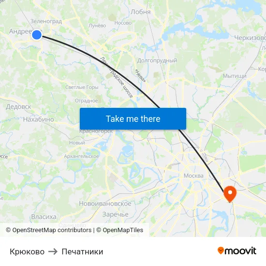 Крюково to Печатники map