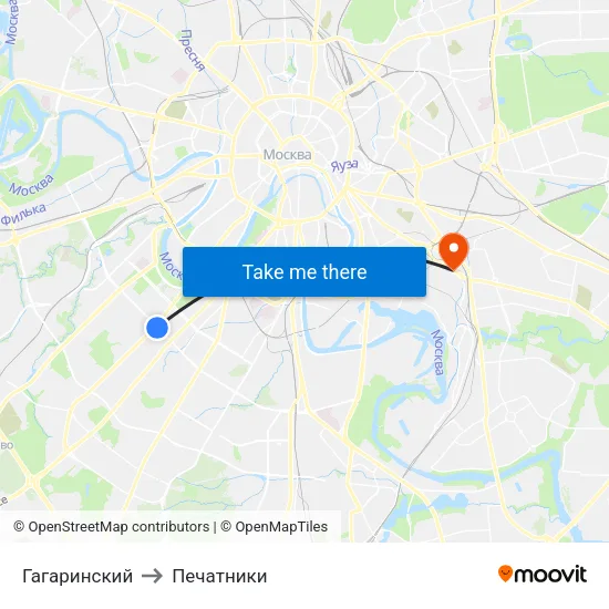 Гагаринский to Печатники map