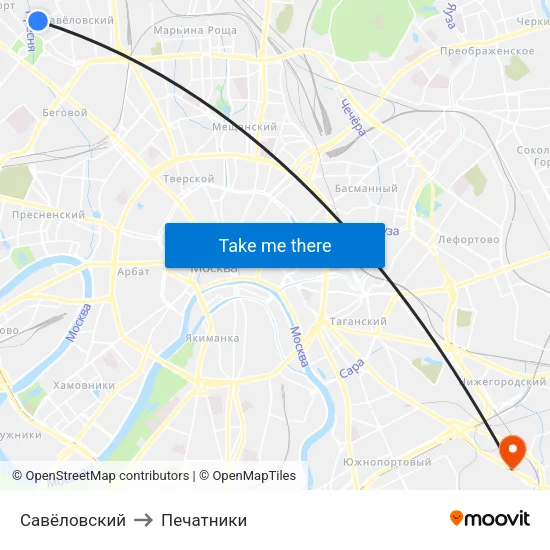 Савёловский to Печатники map