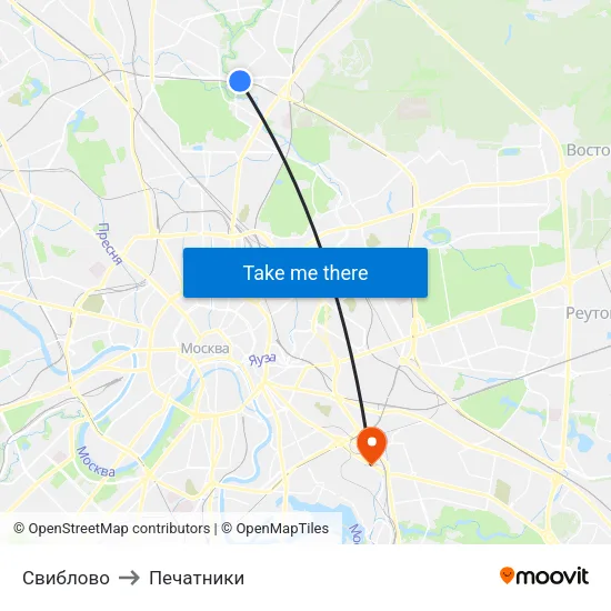 Свиблово to Печатники map