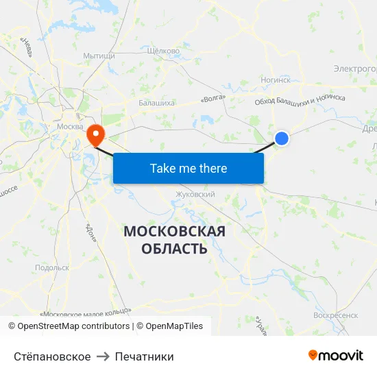 Стёпановское to Печатники map