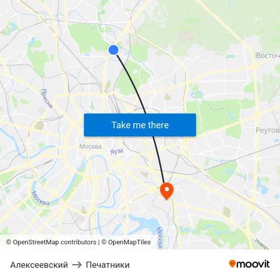 Алексеевский to Печатники map