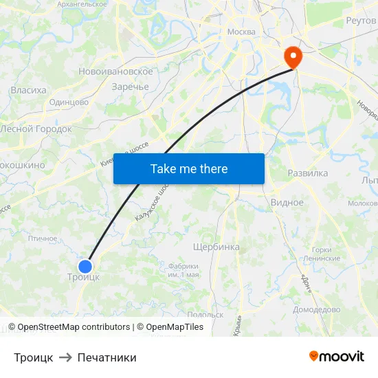 Троицк to Печатники map