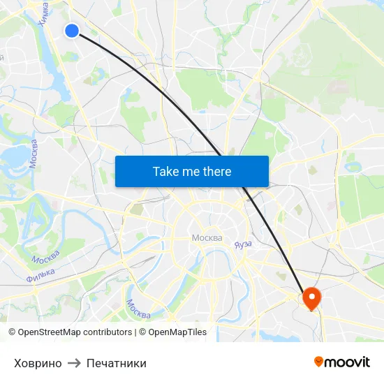 Ховрино to Печатники map