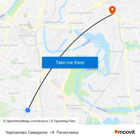 Чертаново Северное to Печатники map