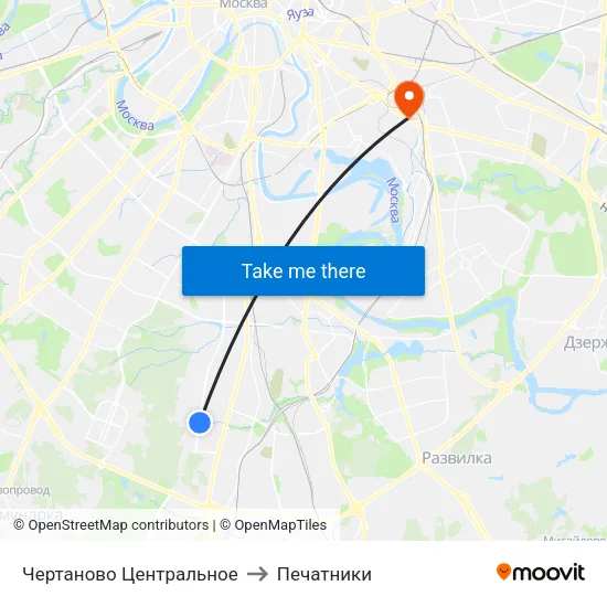 Чертаново Центральное to Печатники map
