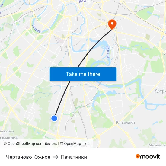 Чертаново Южное to Печатники map