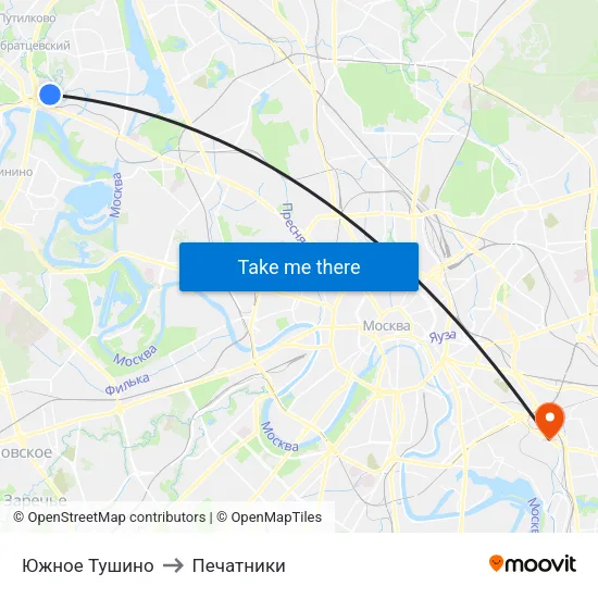 Южное Тушино to Печатники map