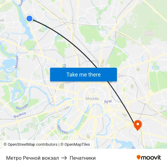 Метро Речной вокзал to Печатники map
