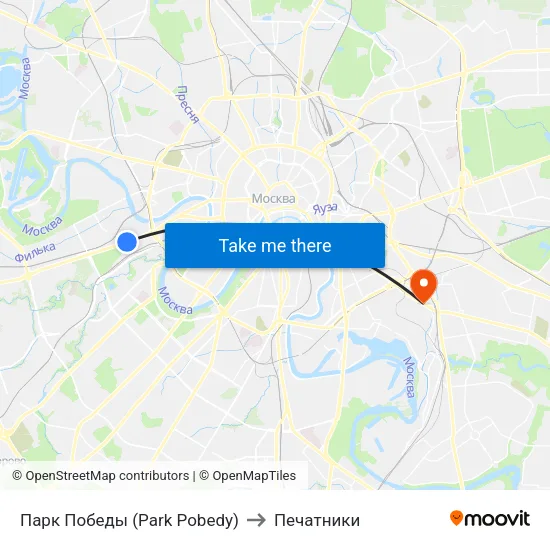 Парк Победы (Park Pobedy) to Печатники map