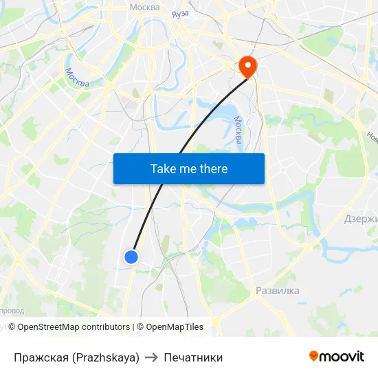 Пражская (Prazhskaya) to Печатники map
