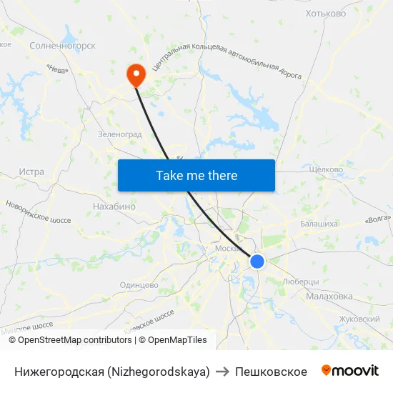 Нижегородская (Nizhegorodskaya) to Пешковское map
