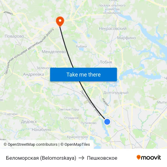 Беломорская (Belomorskaya) to Пешковское map