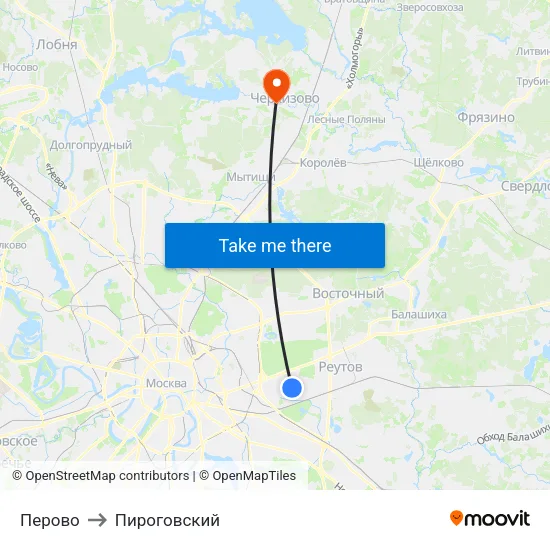Перово to Пироговский map