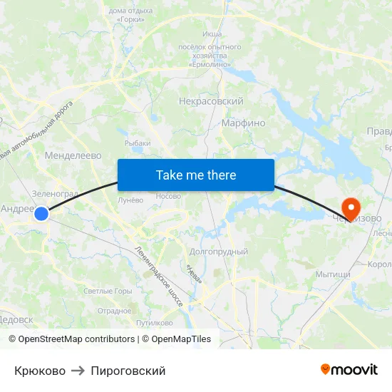 Крюково to Пироговский map