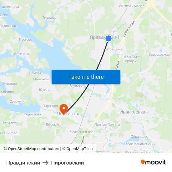 Правдинский to Пироговский map