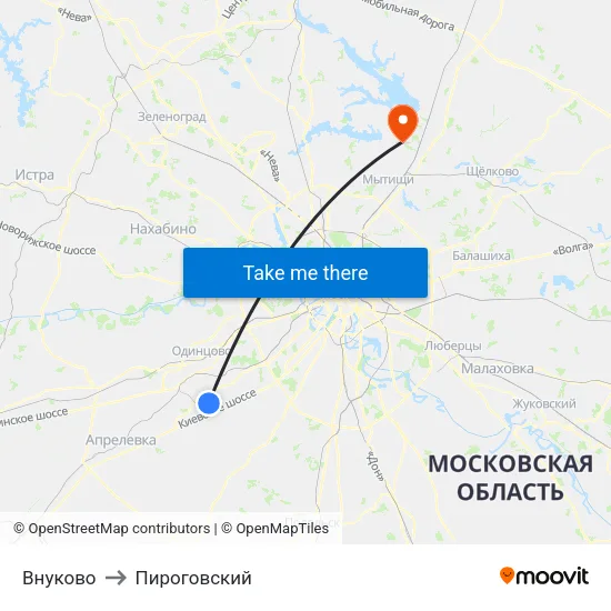 Внуково to Пироговский map