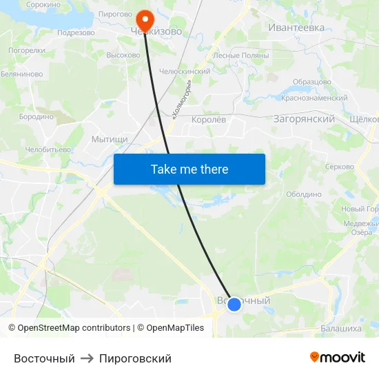 Восточный to Пироговский map