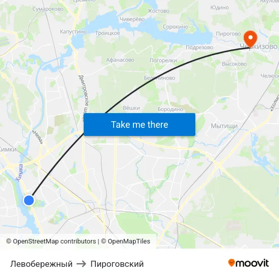 Левобережный to Пироговский map
