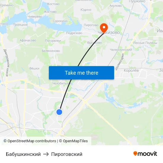 Бабушкинский to Пироговский map
