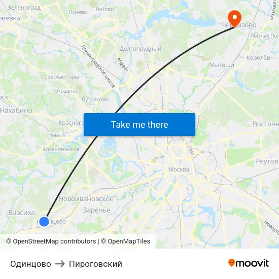 Одинцово to Пироговский map