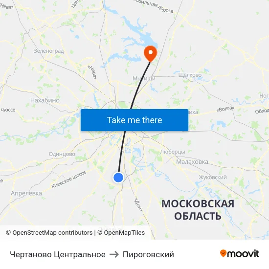 Чертаново Центральное to Пироговский map