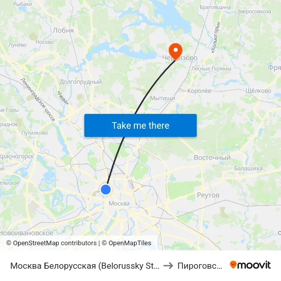 Москва Белорусская (Belorussky Station) to Пироговский map