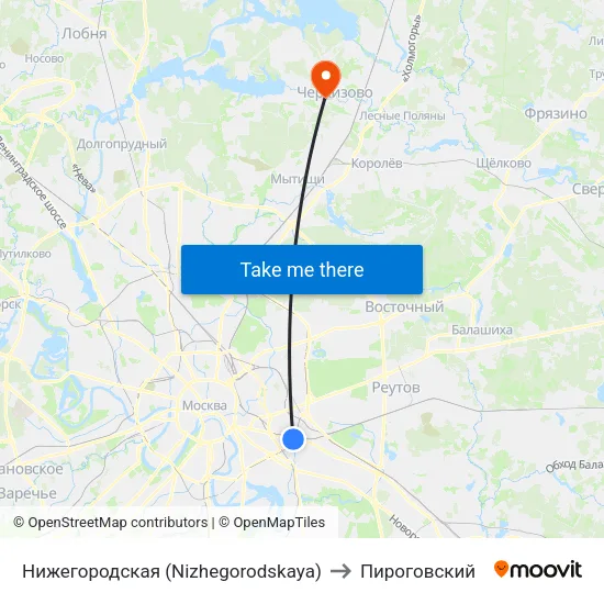 Нижегородская (Nizhegorodskaya) to Пироговский map