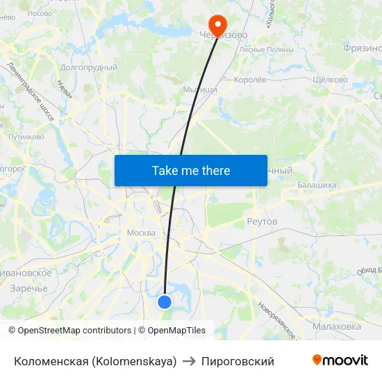 Коломенская (Kolomenskaya) to Пироговский map