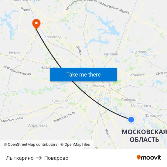 Лыткарино to Поварово map
