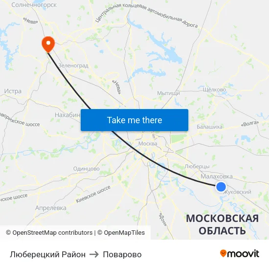 Люберецкий Район to Поварово map