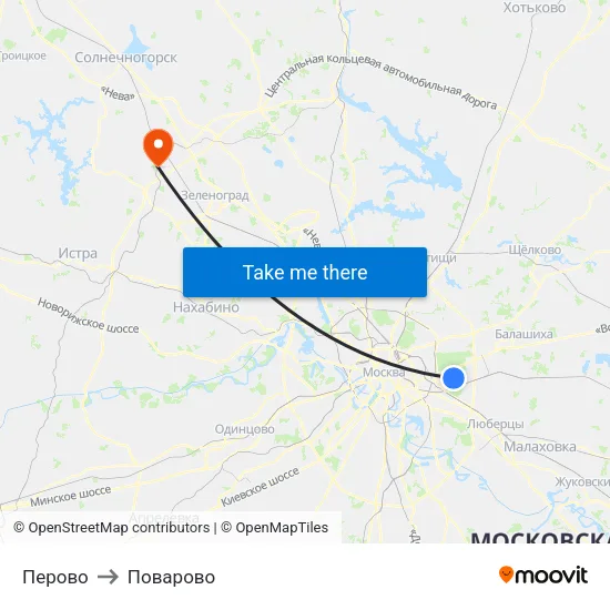 Перово to Поварово map