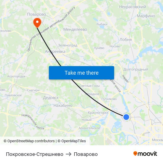 Покровское-Стрешнево to Поварово map