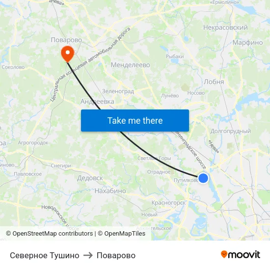 Северное Тушино to Поварово map
