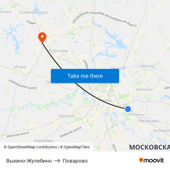 Выхино-Жулебино to Поварово map