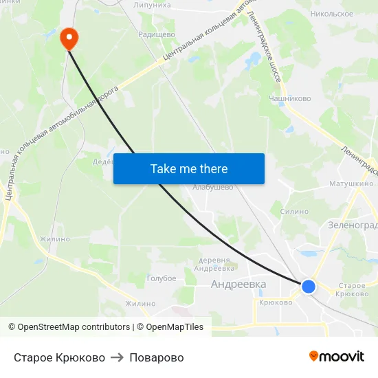 Старое Крюково to Поварово map