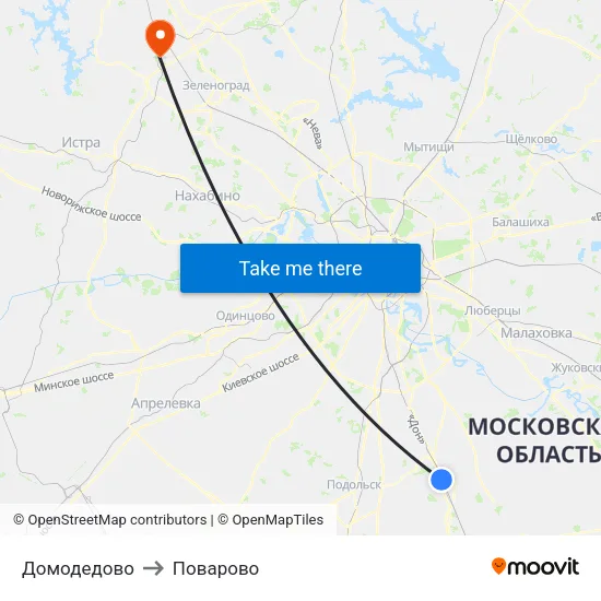 Домодедово to Поварово map
