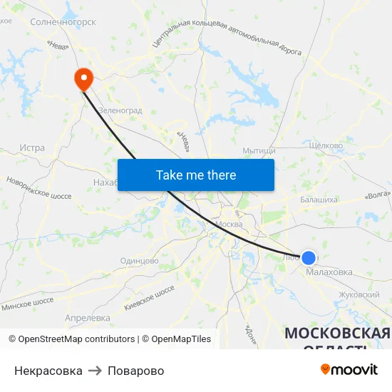 Некрасовка to Поварово map