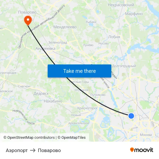 Аэропорт to Поварово map