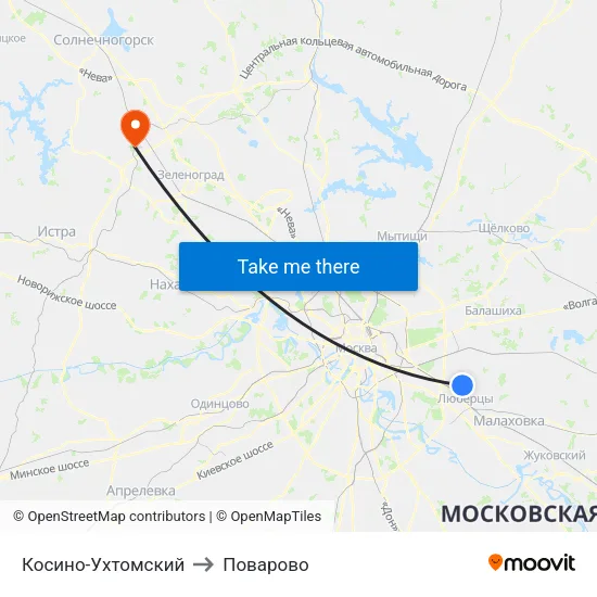 Косино-Ухтомский to Поварово map