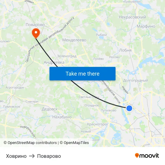 Ховрино to Поварово map