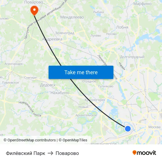 Филёвский Парк to Поварово map