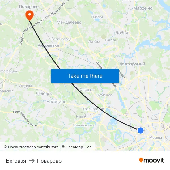 Беговая to Поварово map