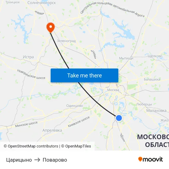 Царицыно to Поварово map