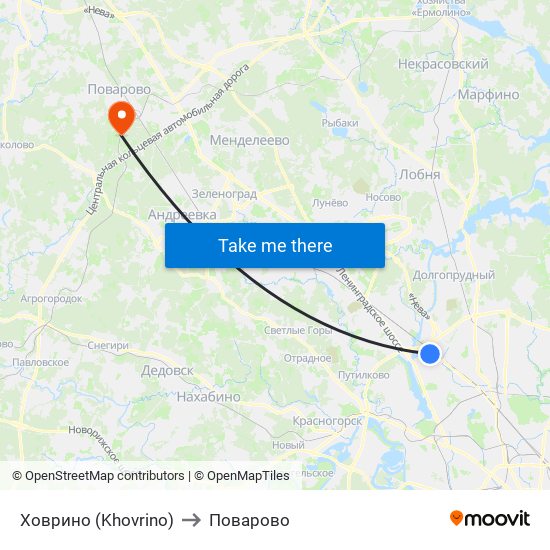 Ховрино (Khovrino) to Поварово map