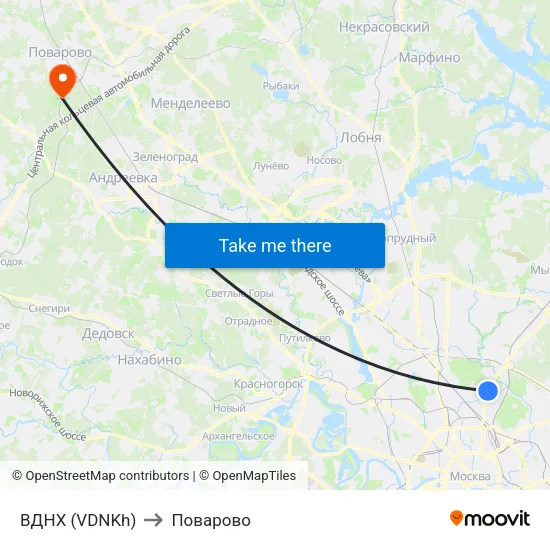 ВДНХ (VDNKh) to Поварово map