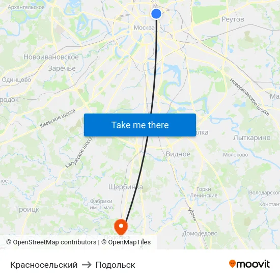 Красносельский to Подольск map