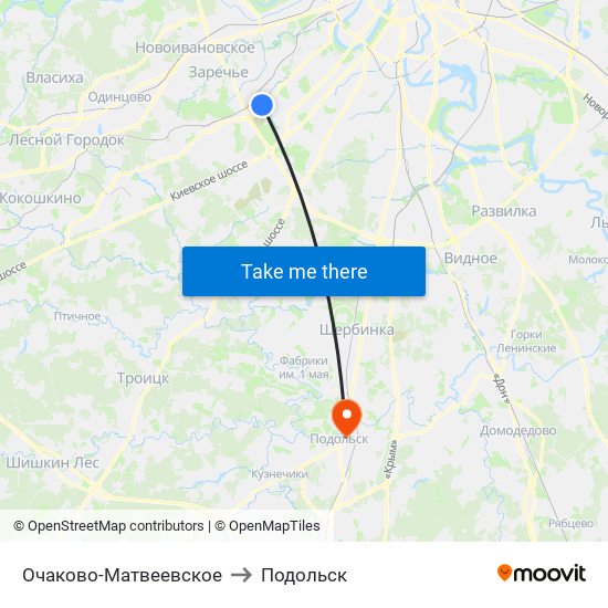 Очаково-Матвеевское to Подольск map