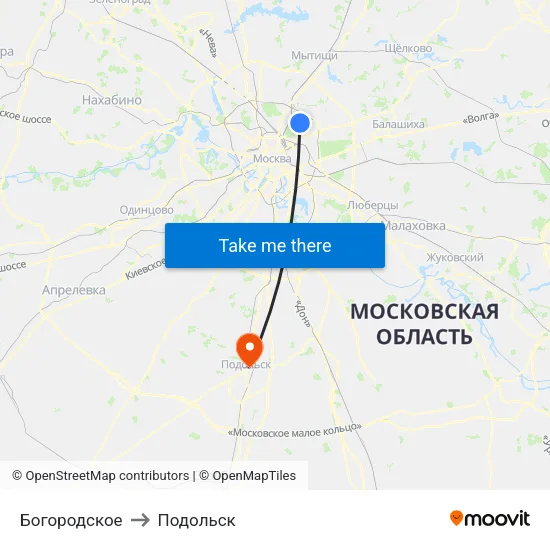 Богородское to Подольск map