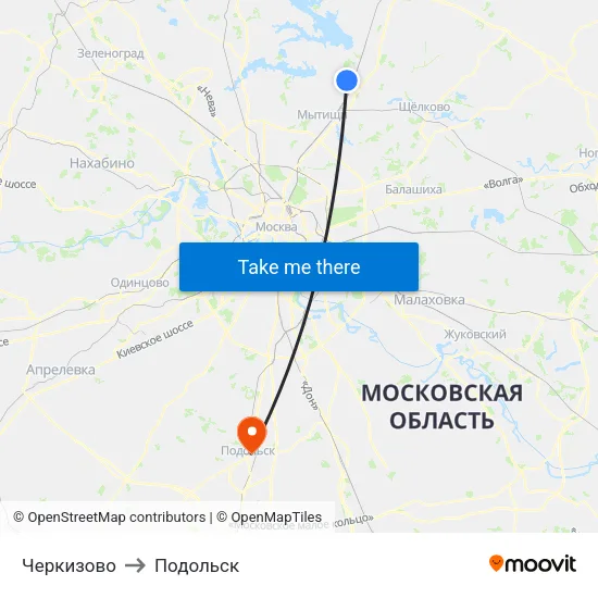 Черкизово to Подольск map